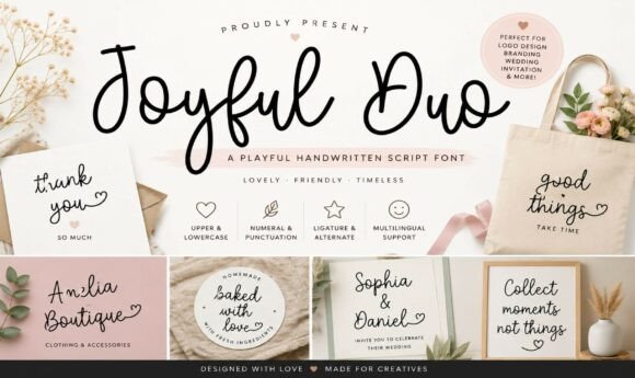 Joyful Duo: A Handwritten Script Font for Warm, Approachable Design